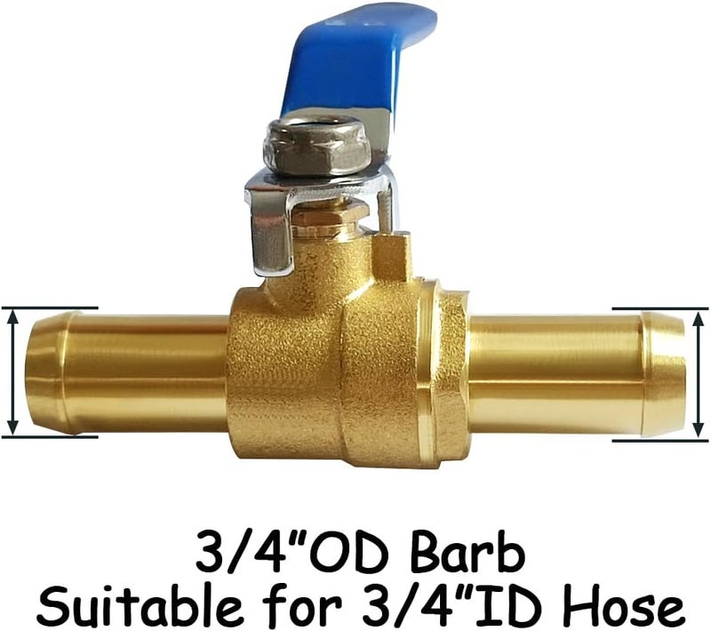 Uenede Brass 3/4 Inch Heater Control Valve, Car Heater Air Conditioning Ball Valve with 90 Degrees Operation Handle, 3/4" Hose Barb Automotive Heater Water Valve Fittings - Image 2